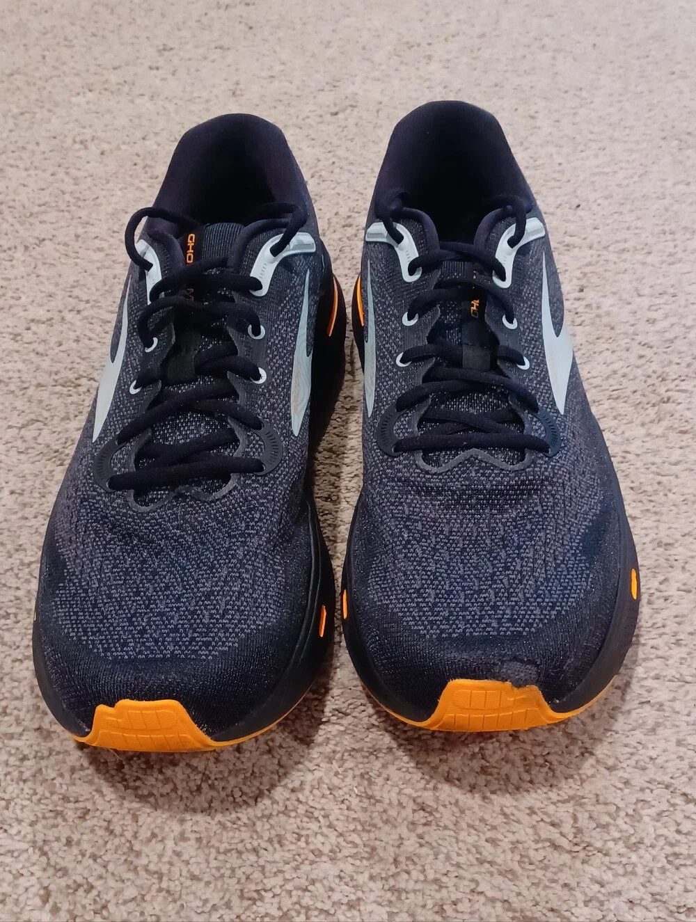 Brooks Ghost Max Running Shoes - Black with Orange Accents Mens Size 13